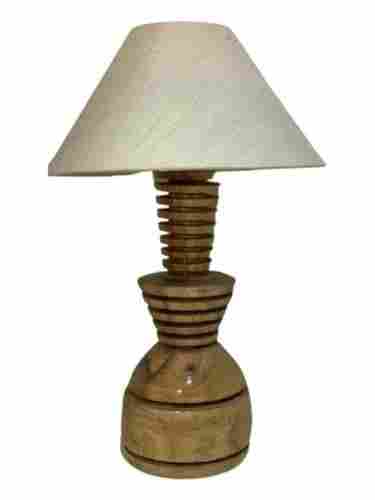20 Inch Polished Finish Conical Antique Wooden Table Lamp For Home Use