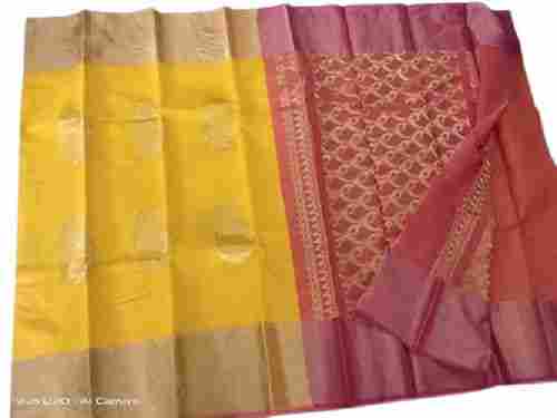 Banarasi Style Printed Skin-Friendly Light Weight Shiny Texture Cotton And Silk Blend Saree