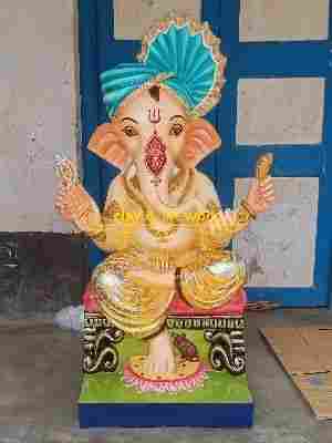 4.5 Feet Handmade Fiberglass Lord Ganesha Statue For Temple Decor