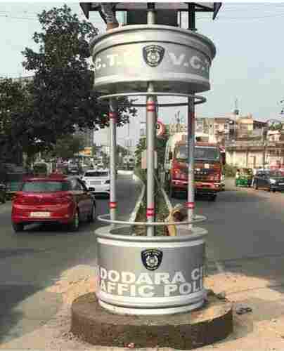7 Feet Height Round Shape Frp Traffic Police Post For Road Safety