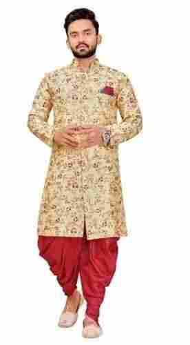 Full Sleeves Wedding Wear Printed Cotton Silk Sherwani For Mens