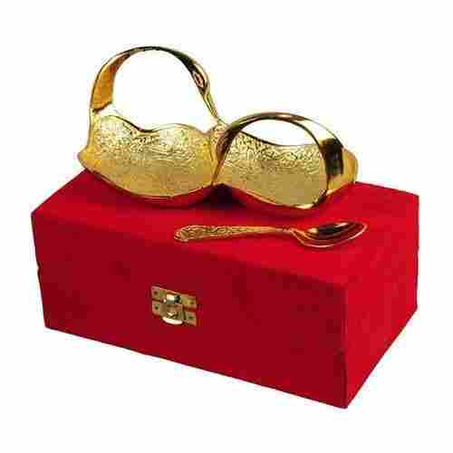 Indian Style Light Weight Durable Gold Plated Double Swan Brass Metal Bowls