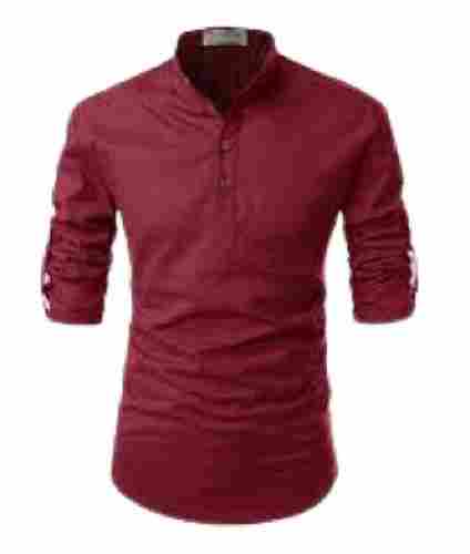 Mens Long Sleeves Party Wear Plain Brown Cotton Shirts