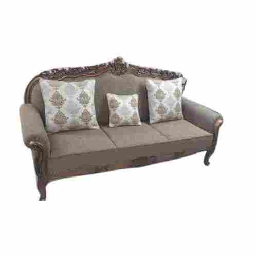 3 Seater Foam Seat Polished Finish Drawing Room Wooden Sofa