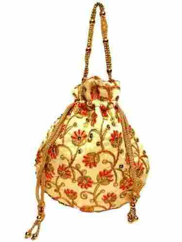 1 Kilograms Capacity Hand Washable Embroidered Satin Potli Bag
