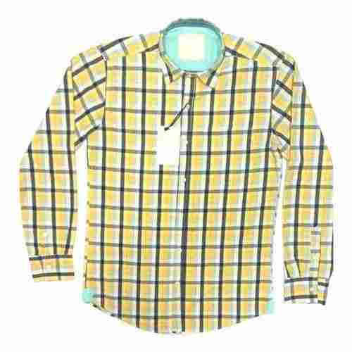 Casual Wear Full Sleeves Button Closure Cotton Check Shirt For Mens 