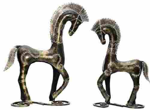 Iron Craft Horse Family Set Of 2 Decorative Sculptures