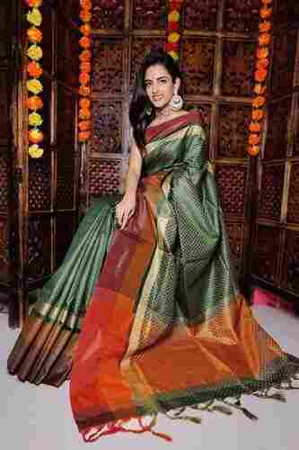 Ladies Party Wear Cotton Silk Sarees 6.3 M With Blouse Piece