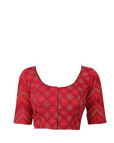 240 Gsm Short Sleeves Modern Printed Cotton Saree Blouse For Ladies Use Bust Size: 00 Inch (In)