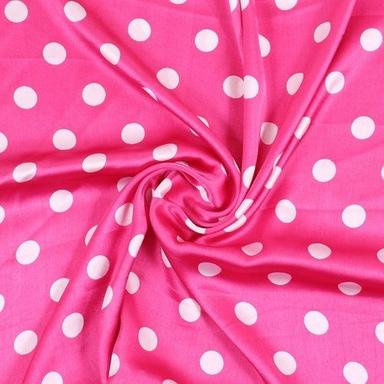 Pink 100% Satin Material Dot Printed Japan Satin Fabric