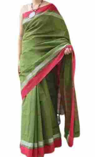 Ladies Plain Cotton Saree With Matching Blouse Piece