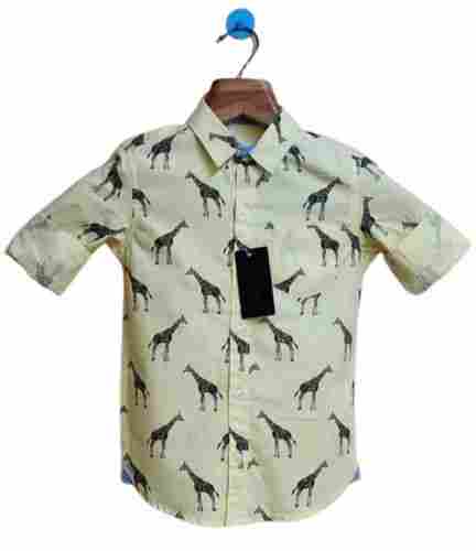 Casual Wear Regular Fit Short Sleeve Classic Collar Printed Cotton Shirt For Kids