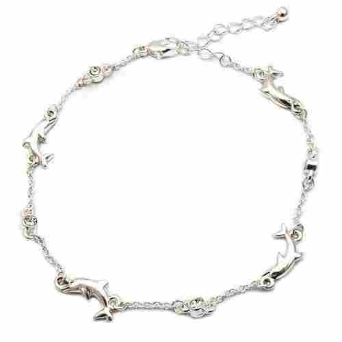 Party Wear Free Size Lightweight Polished Finish Metal Artificial Anklets For Women