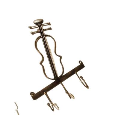 Brown Hand-Enacted Design Coated Wall Mounted Metal Antique Violin Hanger