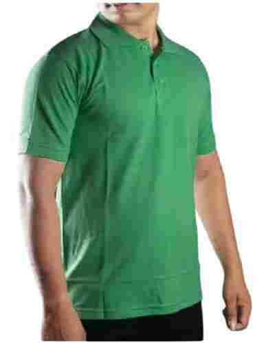 Short Sleeves Plain Dyed Polyester Polo Collared T Shirt For Men
