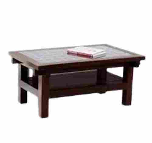 Glass Top Plain Dark Brown Oak Solid Wooden Table