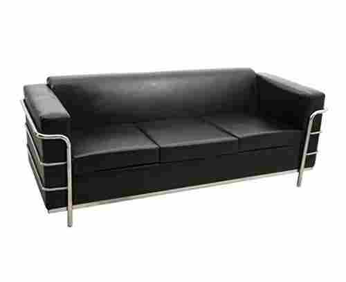 Rectangular Modern Stainless Steel And Leather 3 Seater Reception Sofa