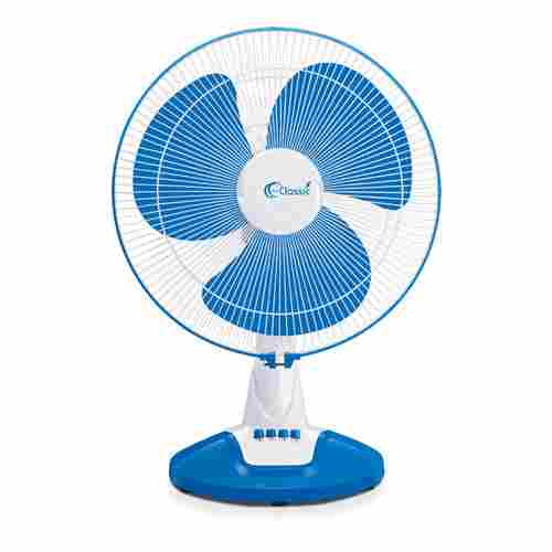 220 Voltage Three Blade White Blue Plastic Body Electric Table Fan