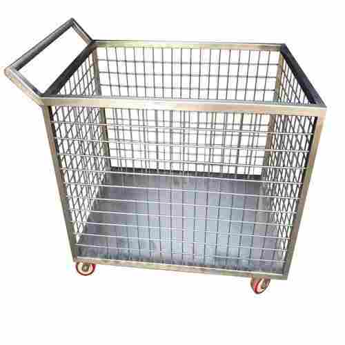 50 Kg Loading Capacity Corrosion Resistant Stainless Steel Cage Trolley With Four Wheel 