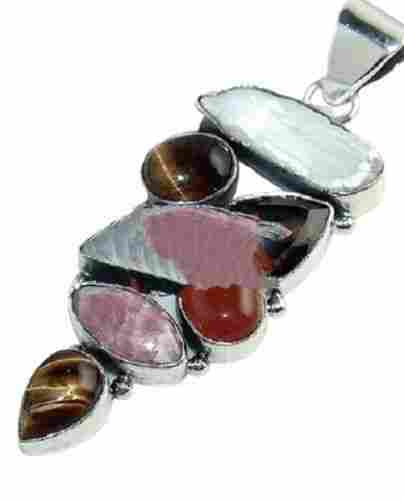 Stone Studded 925 Sterling Silver Charm Pendants For Parties And Events