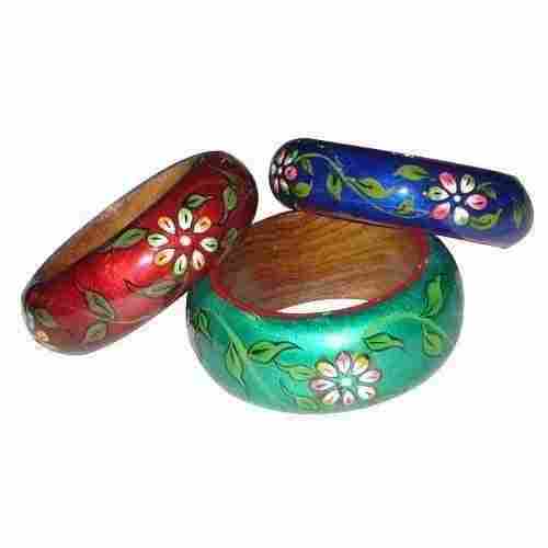 Three Beautiful Designs Colored Wooden Bangles