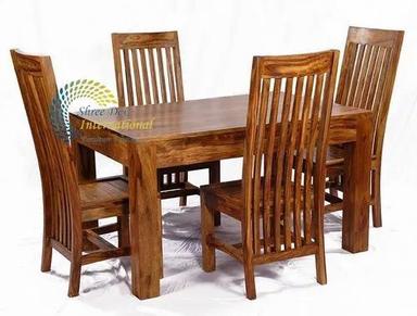 Wooden Dining Table With 4 Chair For Home Use No Assembly Required