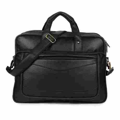 36x8x25 Cm Zipper Closure Shoulder Length Handle Plain Leather Office Bag