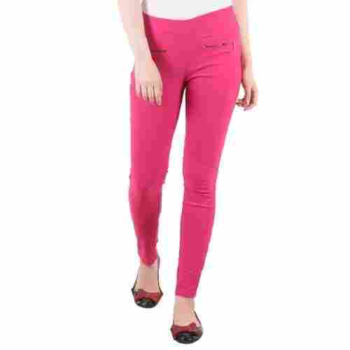 Casual Wear Slim Fit Plain Dyed Stretchable Cotton Spandex Jegging For Ladies