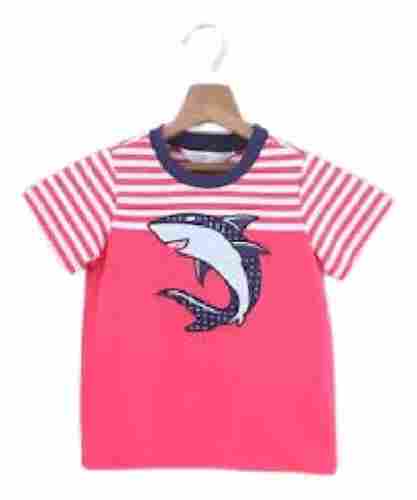 Baby Causal Wear Round Neck Half Sleeve Pink Cotton T Shirts