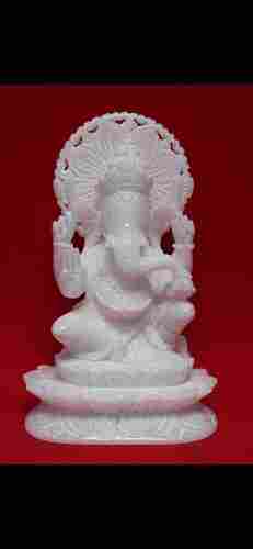 6 Inch Polished White Marble Ganesha Statue For Worship