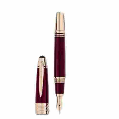 Maroon And Golden Round Metal Fountain Pens