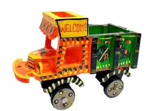 Four Wheel Yellow Orange Green Wooden Truck Toy For Personal