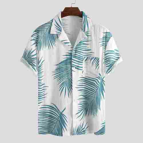 Men Cotton Floral Print Turn Down Beach Shirts
