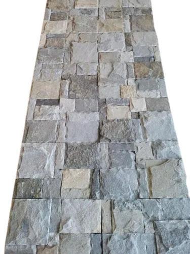 Multi Color 12 Mm Thick Rectangular Stone Wall Tile For Construction Use 