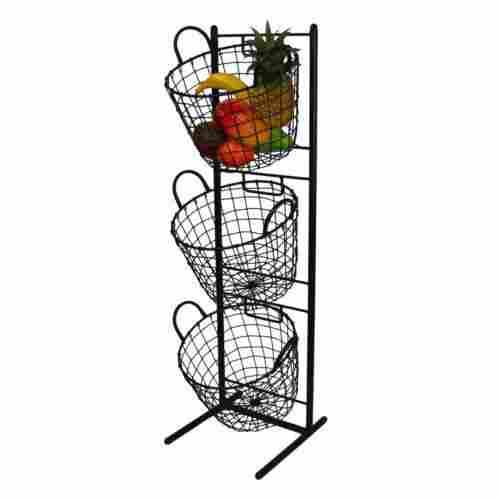3 Tier Metal Wire Fruit Vegetable Basket Bowl Rack Stand Kitchen Storage Unit