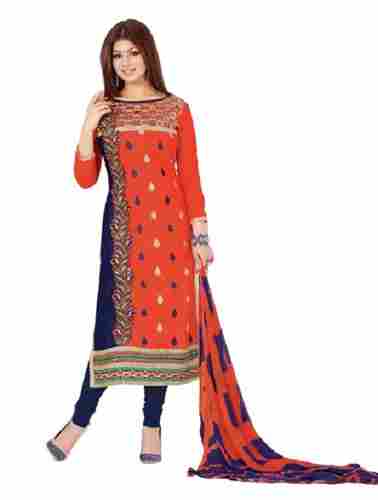 Washable Three Four Sleeves Printed Cotton Suit With Dupatta For Ladies 