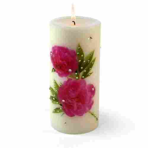 4 Inch Pillar Paraffin Wax Diy Printed Candle For Home Decoration Use