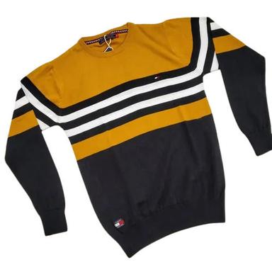 Multicolor Stylish Comfortable Warm Breathable Full Sleeves Striped Cotton Sweater For Mens