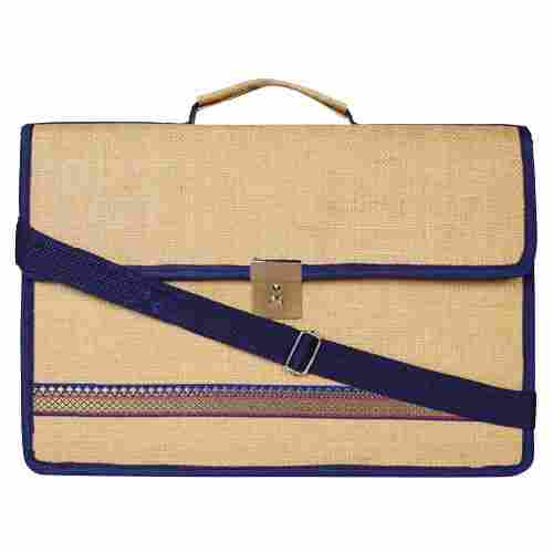 25x3x15 Inches Rectangular Shoulder Length Handle Plain Jute Office Bag