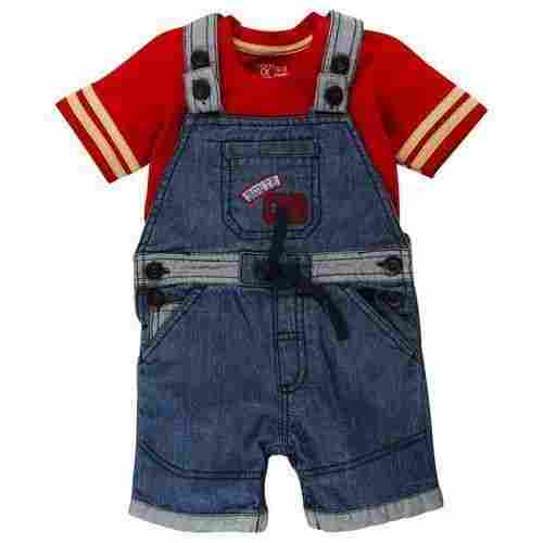 Casual Wear Short Sleeves Cotton T Shirt Denim Baba Suit For Baby Boy