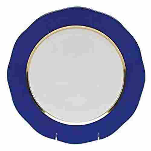 Rabeh Handicraft White and Blue Silk Ribbon Charger Plate