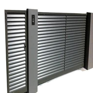 Gray And Silver 220 Volts 50 Hertz Rectangular Stainless Steel Remote Control Gates