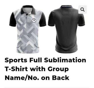  बैक पर ग्रुप नेम नंबर के साथ स्पोर्ट्स फुल सब्लिमिनेशन टी शर्ट 