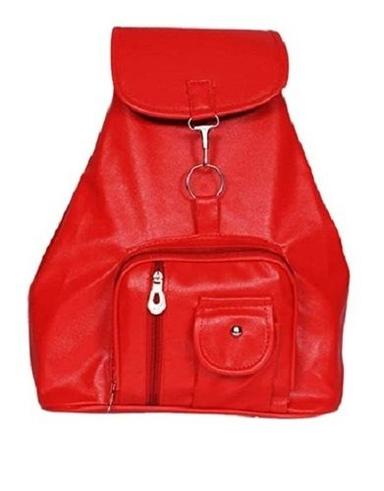 White Red 38 X 30 X 2 Cm Plain Leather School Bag
