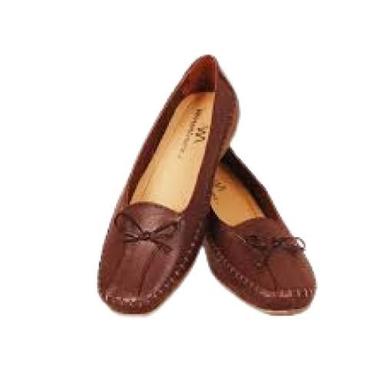 Brown Semi Round Toe Skin-Friendly Ladies Pure Leather Shoes