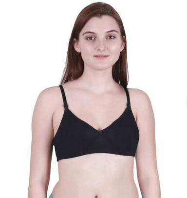 Daily Wear Skin Friendly Regular Fit Plain Cotton Non-Padded Black Ladies Bra