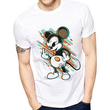 Party Wear White Printed Half Sleeve Cotton Men T Shirts Gender: Male