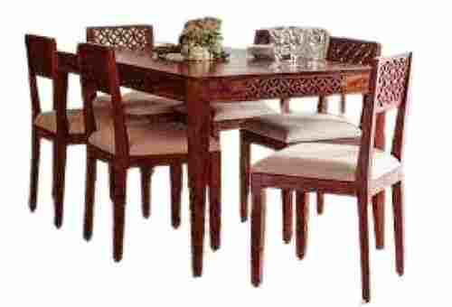 Rectangular Shape Wooden Six Seater Dinning Table With Cushion Chairs