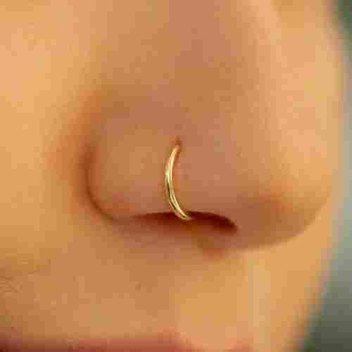 5.470 Grams 12mm Round Polished Yellow Gold Nose Ring for Women