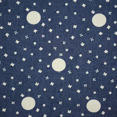 Blue And White Lightweight 60 Inch Width Non Shrinkage Printed Denim Fabric 